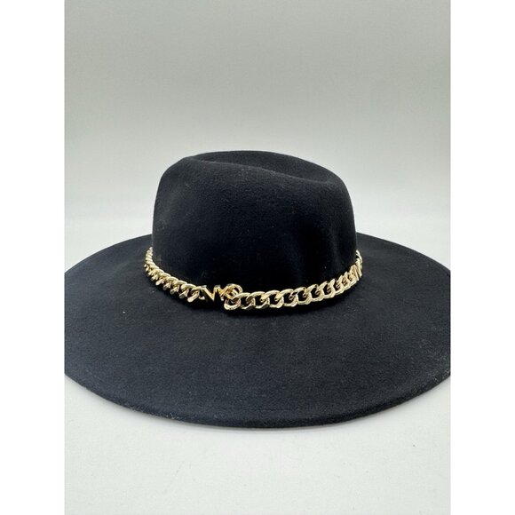 MICHAEL KORS chain detail adjustable women's wool felt fedora hat - Black - M/L - Picture 7 of 10
